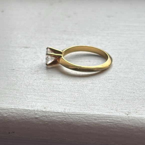 Vintage solitaire crystal gold cocktail ring size 6 - Picture 4 of 4